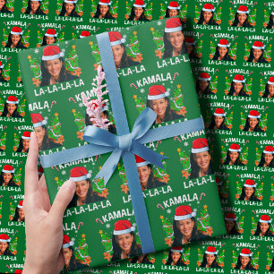 Papel De Presente Funny Kamala Harris 2024 Natal Verde