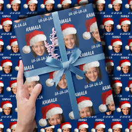 Papel De Presente Funny Kamala Harris Santa Hat Feliz Natal