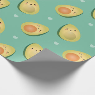 Papel De Presente Funny Kawaii Avocados Vamos Avocuddle Padrão