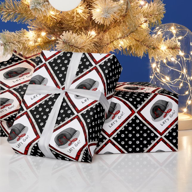 Papel De Presente Funny Let's Go! for a Walk Pekingese Dog (black) (Feriados)