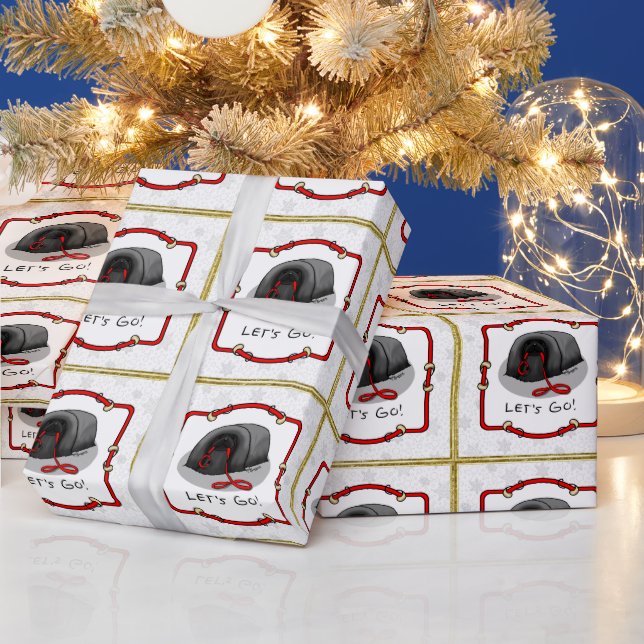 Papel De Presente Funny Let's Go! for a Walk Pekingese Dog (black) (Feriados)