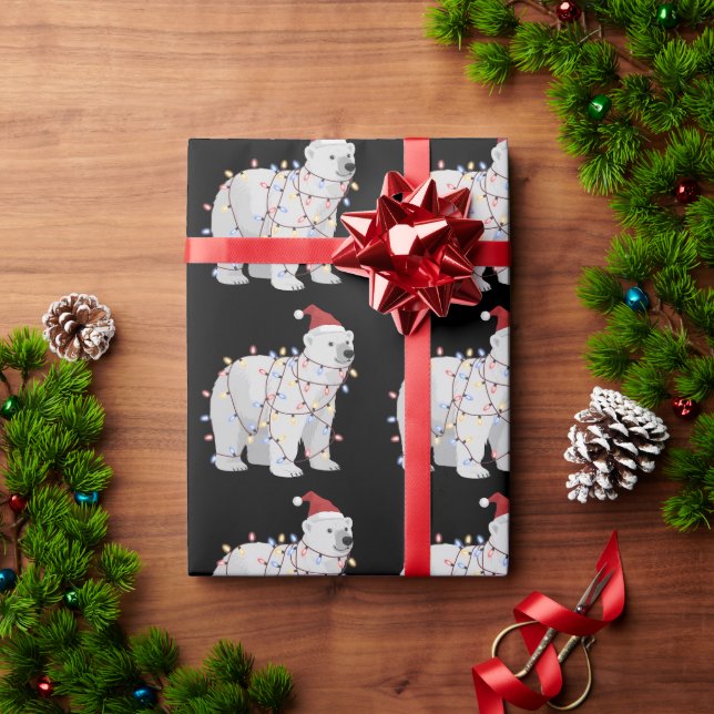 Papel De Presente Funny Polar Bear Christmas Animal Lights Lover  (Presente de Natal)