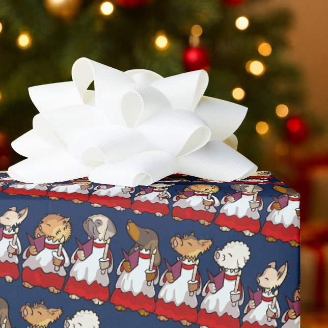 Papel De Presente Funny Toy Dog Choir Carol Singers Yorkie Cartoon (Criador carregado)