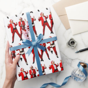 Papel De Presente Funny Trump Dance Papai Noel Natal 2024