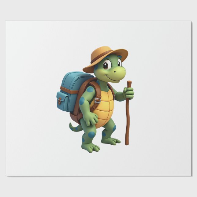 Papel De Presente Funny Turtle Hiking Graphic Camping Lover Adventur (Aberto)