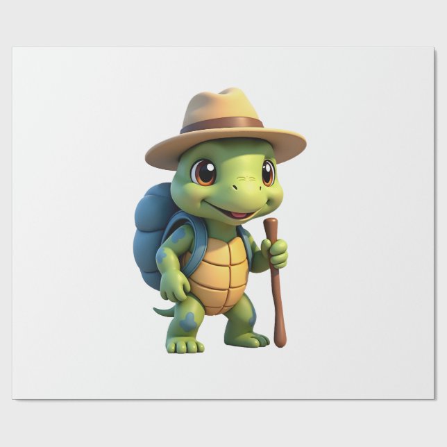 Papel De Presente Funny Turtle Hiking Graphic Camping Lover Adventur (Aberto)