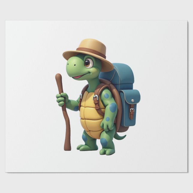Papel De Presente Funny Turtle Hiking Graphic Camping Lover Adventur (Aberto)