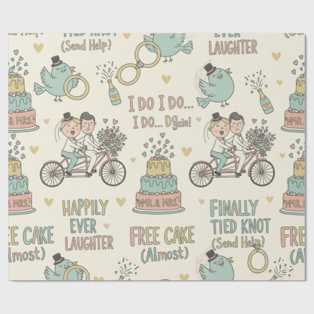 Papel De Presente Funny wedding wrapping paper  (Aberto)