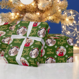 Papel De Presente Furry & Bright Dog Foto de Natal Floco de Neve Ver