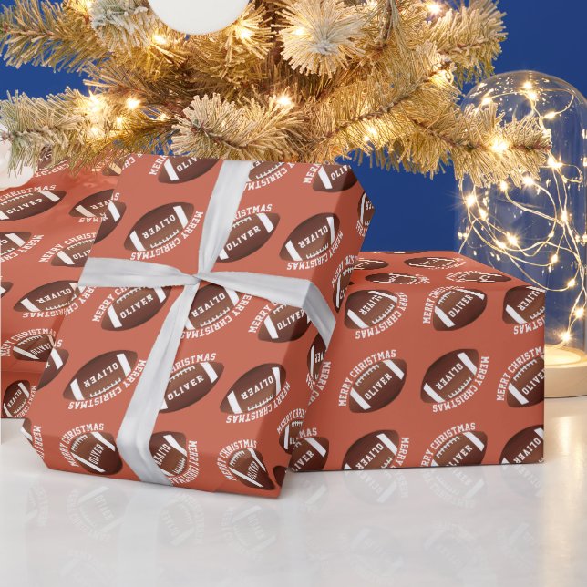 Papel De Presente Futebol americano Balls: Feliz Natal (Feriados)