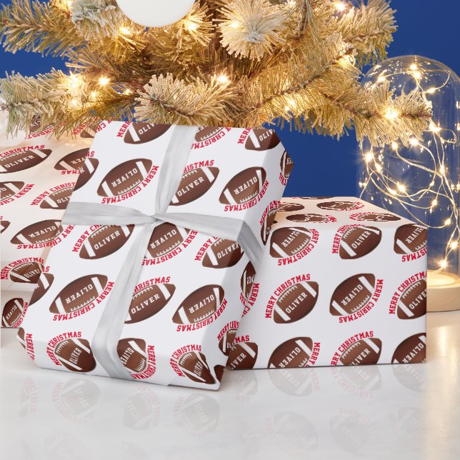 Papel De Presente Futebol americano Balls: Feliz Natal (Feriados)