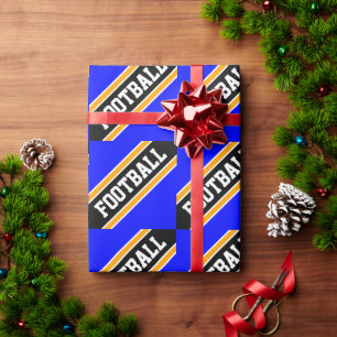 Papel De Presente FUTEBOL Azul Real Brilhante Listras de Corrida Pre