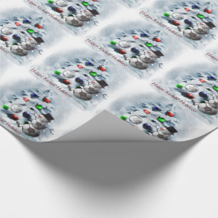 Papel De Presente Futebol Ball Snowman Natal