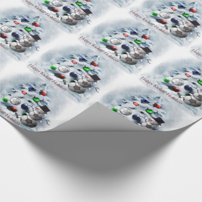 Papel De Presente Futebol Ball Snowman Natal (Ponta)