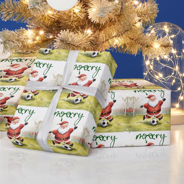 Papel De Presente Futebol com tema de Natal para jogador com bola  (Feriados)