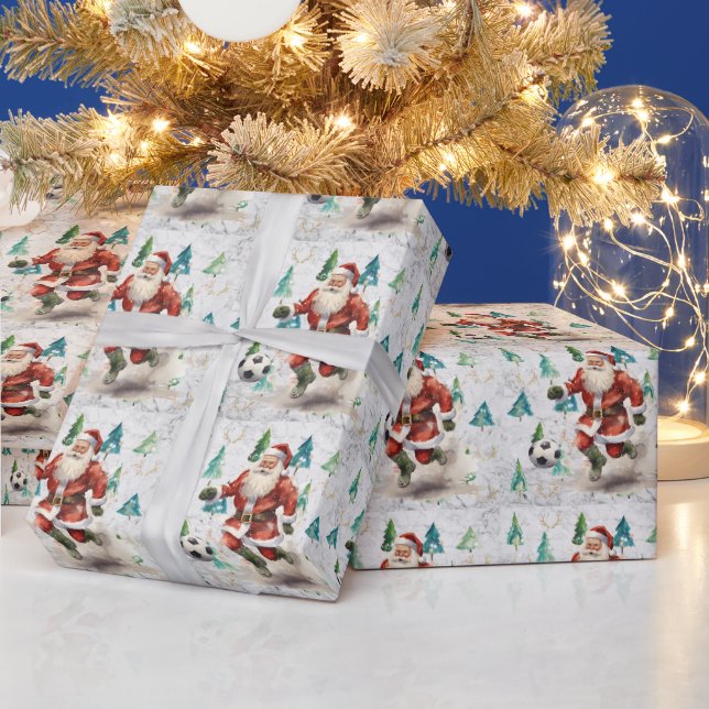 Papel De Presente Futebol com tema de Natal para jogador com bola  (Feriados)