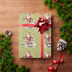 Papel De Presente Futebol com tema de Natal para jogador com bola