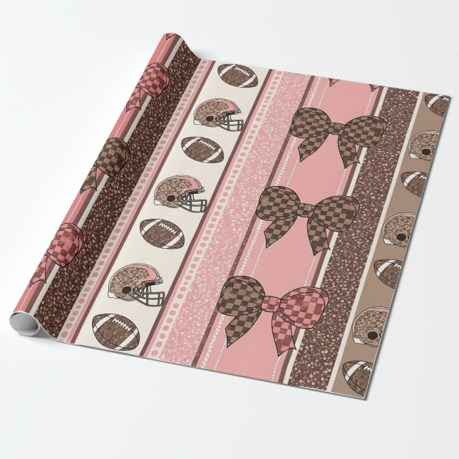 Papel de Presente Futebol Coquette com Estampa de  (Desenrolado)