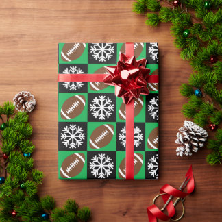 Papel De Presente Futebol de bola de futebol e flocos de neve