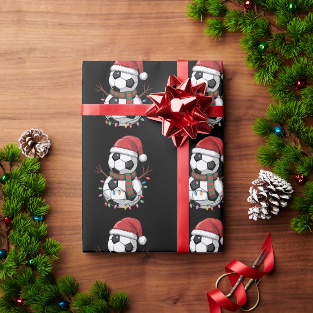 Papel De Presente Futebol de Natal Snowman Ilumina Santa Hat (Presente de Natal)