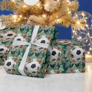 Papel De Presente Futebol de Natal temido para Jogador com bola