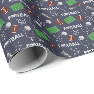 Papel De Presente Futebol divertido em azul Marinho