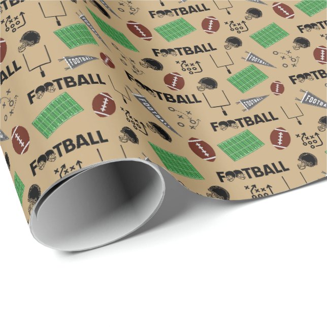 Papel De Presente Futebol divertido em Tan (Ponta do rolo)