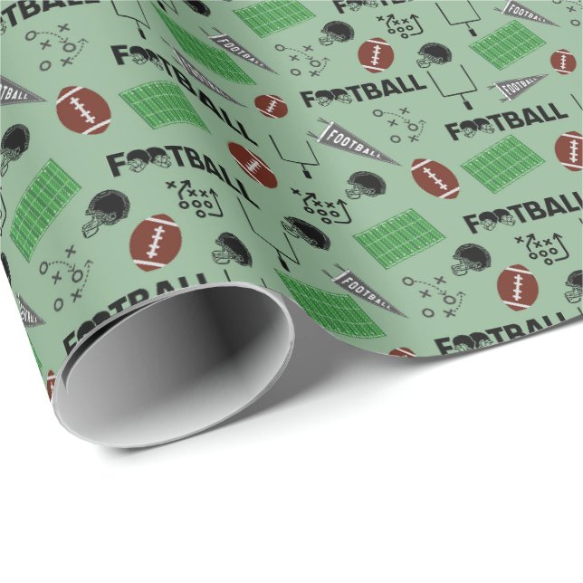 Papel De Presente Futebol divertido na Light Green (Ponta do rolo)