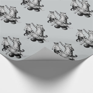 Papel De Presente Futebol engraçado do vintage que joga gatos