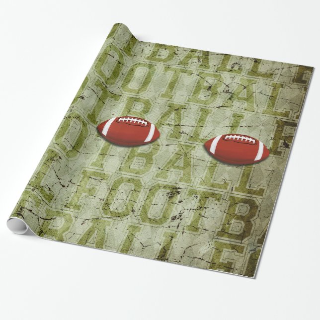 Papel De Presente Futebol Funky Green Grunge (Desenrolado)