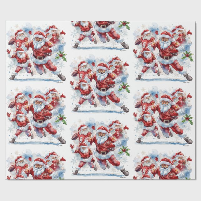 Papel De Presente Futebol Natal com Papai Noel (Aberto)