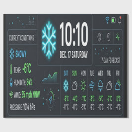 Papel De Presente Futuristic Weather Dashboard UI Wrapping Paper