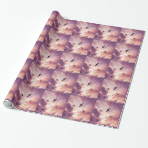 Papel De Presente Gaivotas voando num céu de sol