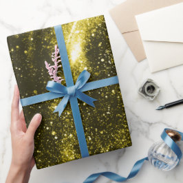 Papel De Presente Galáxia abstrato preta amarela escura