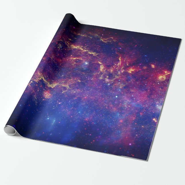 Papel De Presente Galáxia Espaço Exterior Sky Stars Celestial Azul (Desenrolado)