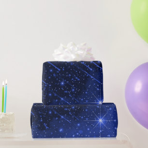 Papel De Presente Galáxia Estrela em Azul