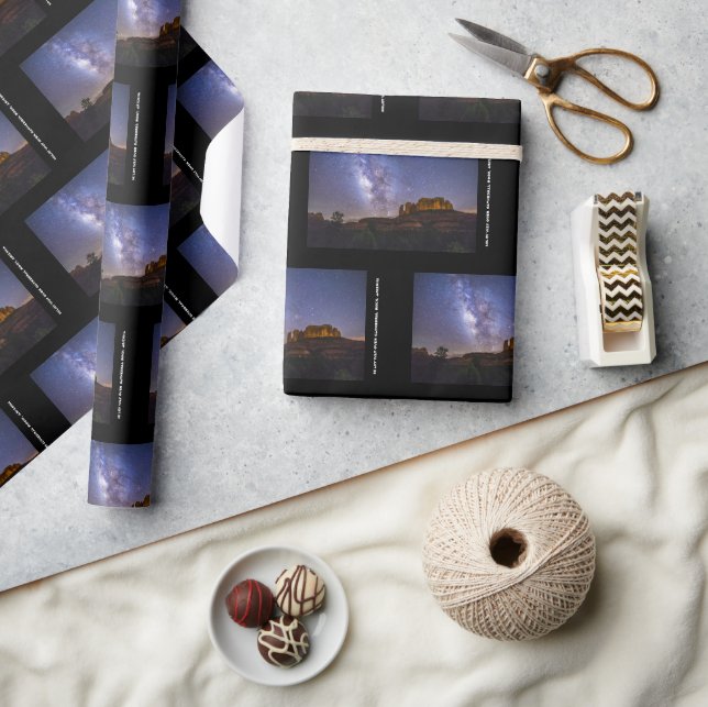 Papel De Presente Galáxia Via Látea sobre rocha catedral, Arizona (Artesanato)