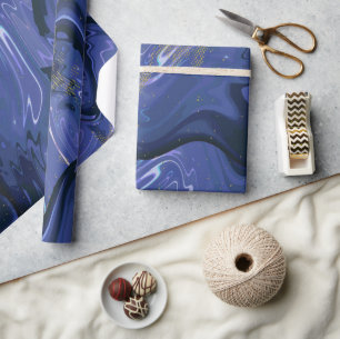 Papel De Presente Galaxy Swirl Blue Glitter Abstrato Padrão cósmico