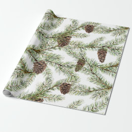 Papel De Presente Galhos de pinheiros e cones Natal, Ano Novo