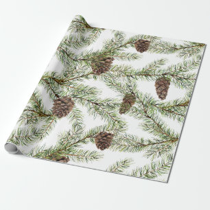 Papel De Presente Galhos de pinheiros e cones Natal, Ano Novo