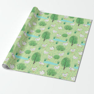 Papel De Presente Galinha Branca, Galinha-do-campo verde-campo