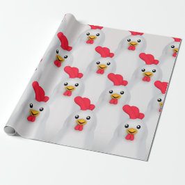 Papel De Presente Galinha Branca/Galo Branco