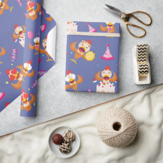 Papel De Presente Galinha de aves engraçada