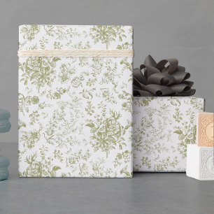 Papel De Presente Galinha Elegante Dourada Beige Floral