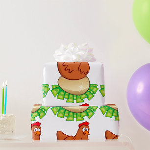 Papel De Presente Galinha Sobre Um Ovo de Ouro