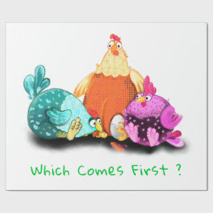 Papel De Presente Galinhas Engraçadas Esperando Ovo Para Atch - Tex