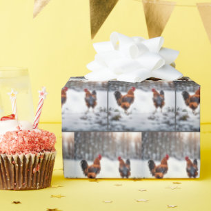 Papel De Presente Galinhas Na Neve