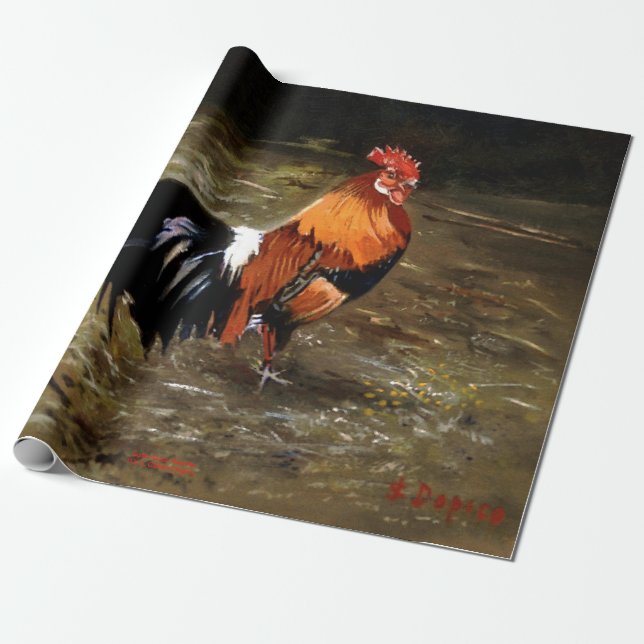 Papel De Presente Gallo/Galo/Rooster (Desenrolado)