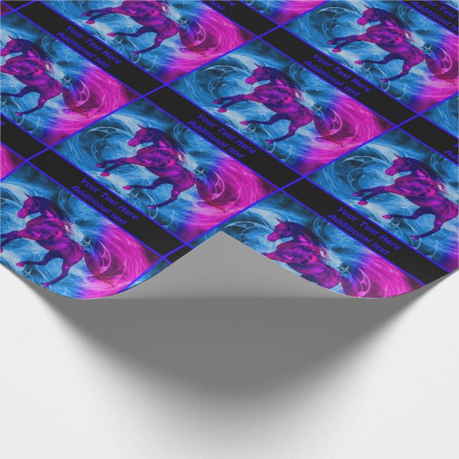 Papel De Presente Galloping Black Horse Fantasy Personalizado (Ponta)