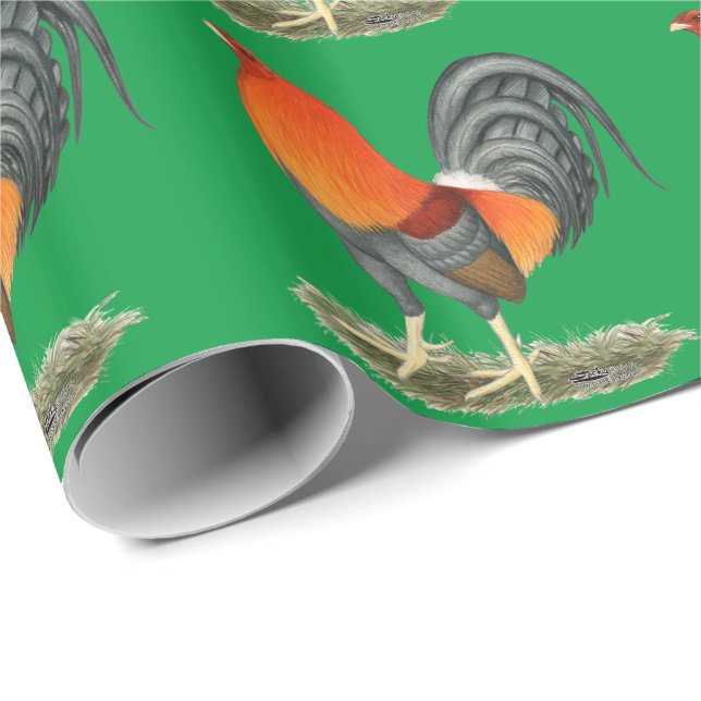 Papel De Presente Galo Azul Vermelho Gamecock (Ponta do rolo)